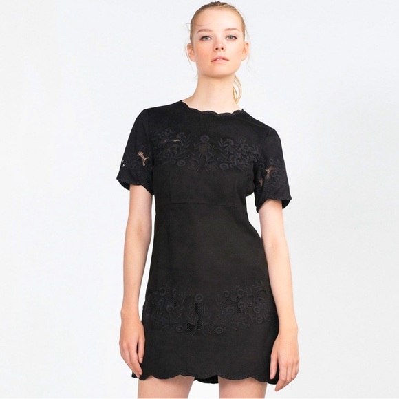 Zara Dresses & Skirts - Gorgeous ZARA Black Suede Lace Cutout Dress